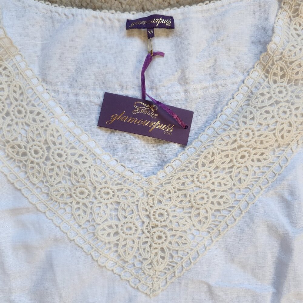 NWT Embroidered crochet linen dress coverup - Picture 3 of 9